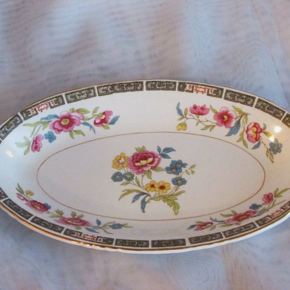 John Maddock Oval Relish Dish Small Vintage Serving Platter Floral Cottagecore - Picture 2 of 5
